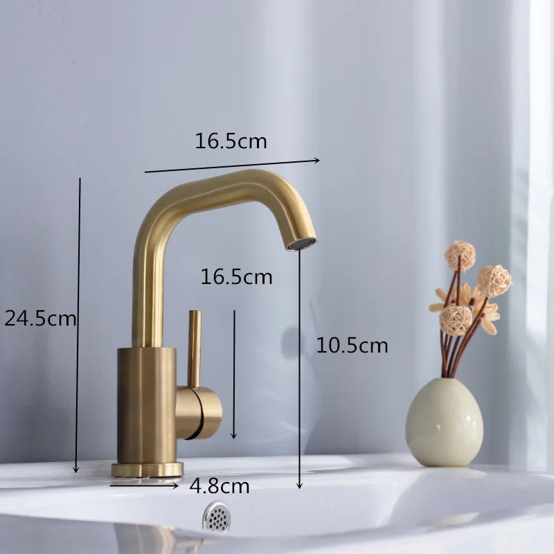 Bathroom Faucet Brushed Gold Bathroom Basin Faucet Cold
