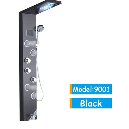 Luxury Black/Brushed Bathroom Led Shower Panel Tower System