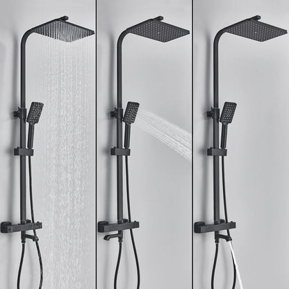 Bathroom Thermostatic Shower Faucet Rainfall Head Wall Mounted
