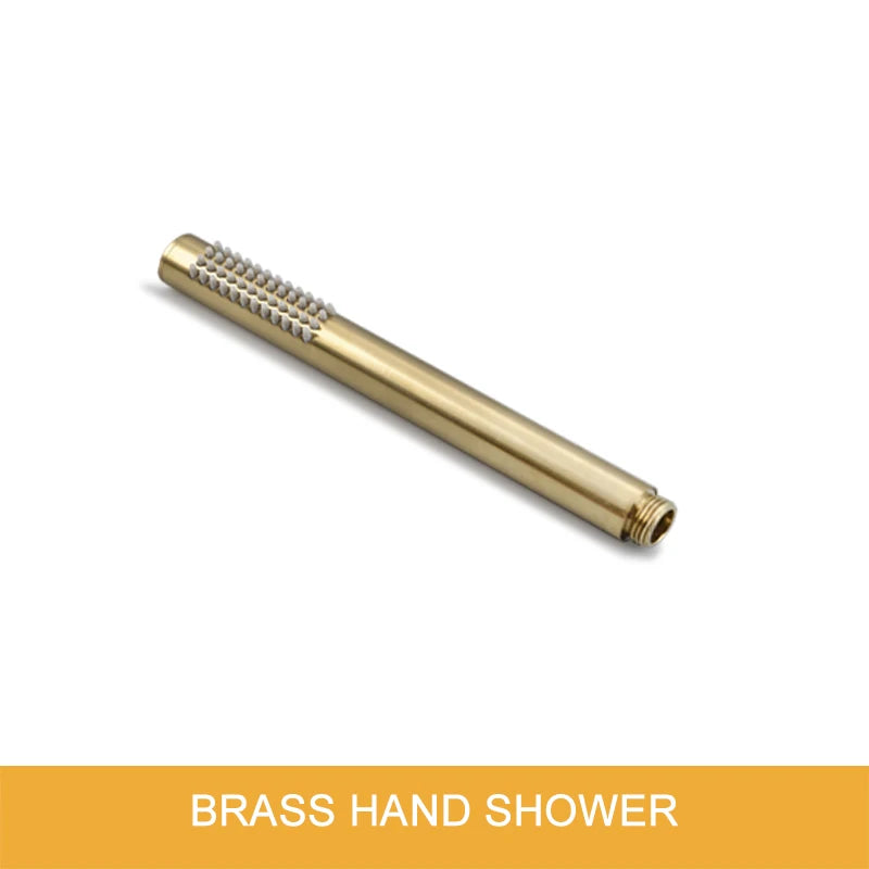 Brass Round Handheld Shower Head Brushed Gold Finish
