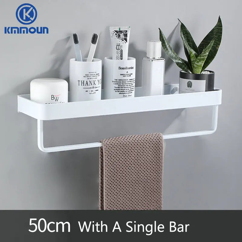 Black / White Bathroom Shelf Shampoo Holder Storage