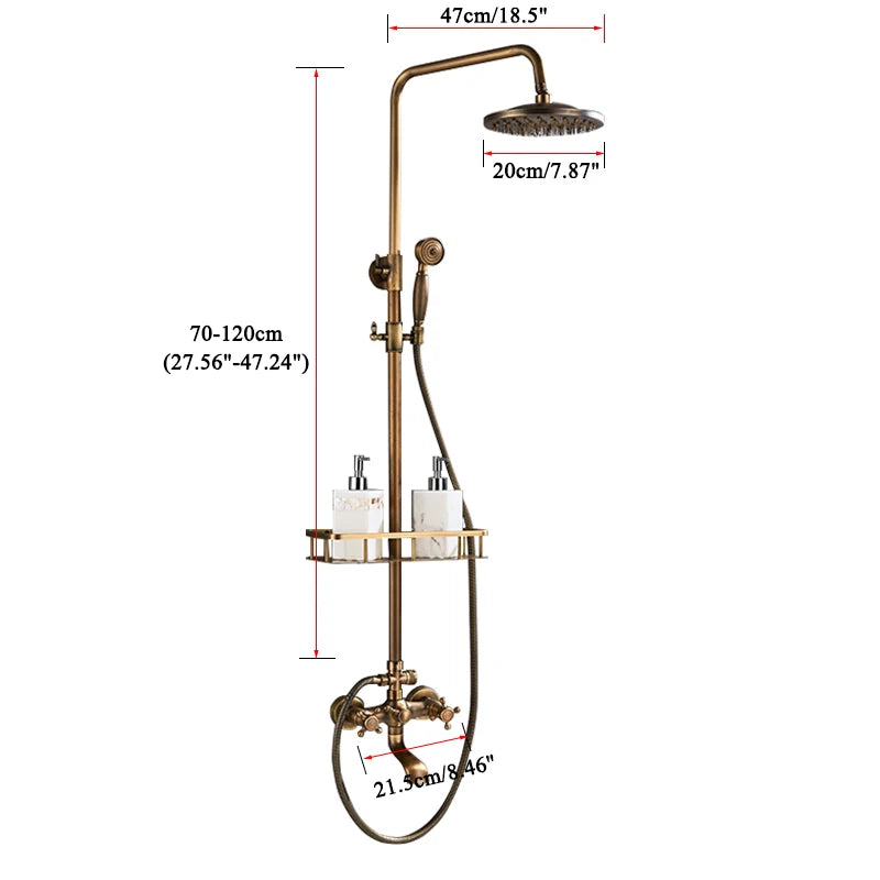 Antique Brass Bathroom Shower Faucets Rainfall Shower Head