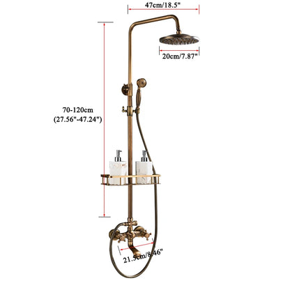 Antique Brass Bathroom Shower Faucets Rainfall Shower Head