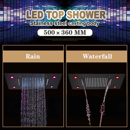 Ceiling Led Rainfal Shower Head Smart Remote Control