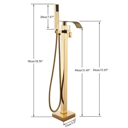 Shbshaimy Golden Floor Bathroom Bathtub Faucet Handshower Cold