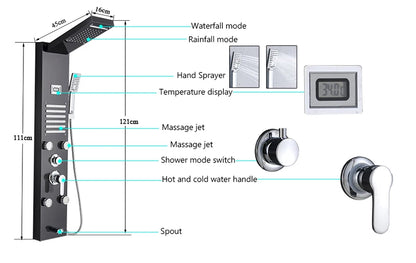 Luxury Led Shower Panel Spa Massage Jet Shower