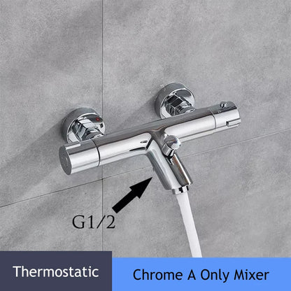 Chrome Telephone Type Wall-Mounted Thermostatic Shower Faucet