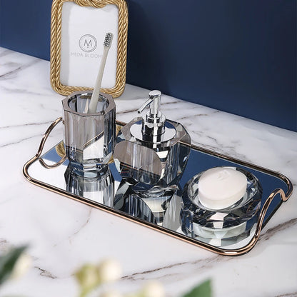 Crystal Glass Bathroom Toothbrush Cup Soap Dish Bottling