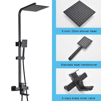 Matte Black Bathroom Shower Faucet 8/10/12inch Wall Mount