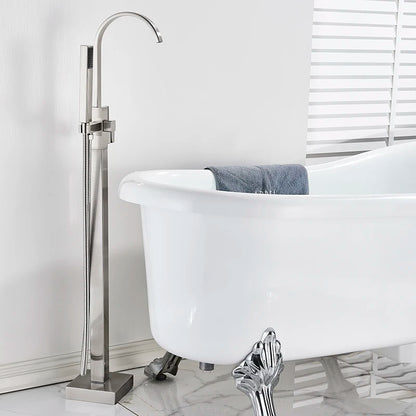 Shbshaimy Golden Floor Bathroom Bathtub Faucet Handshower Cold