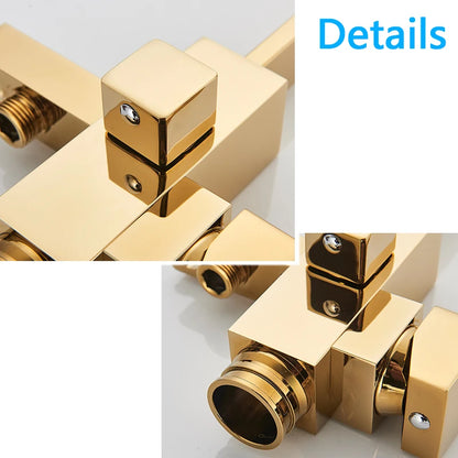 Shbshaimy Golden Floor Bathroom Bathtub Faucet Handshower Cold