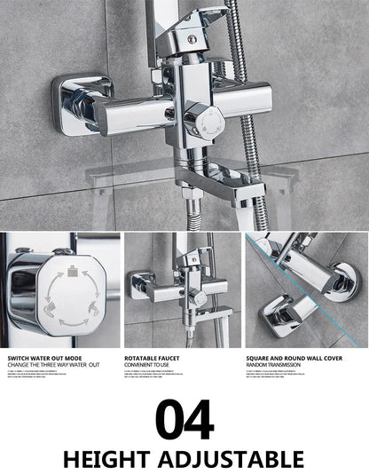 Uythner Bathroom Chrome/Black Shower Faucet Rotate Tub Spout