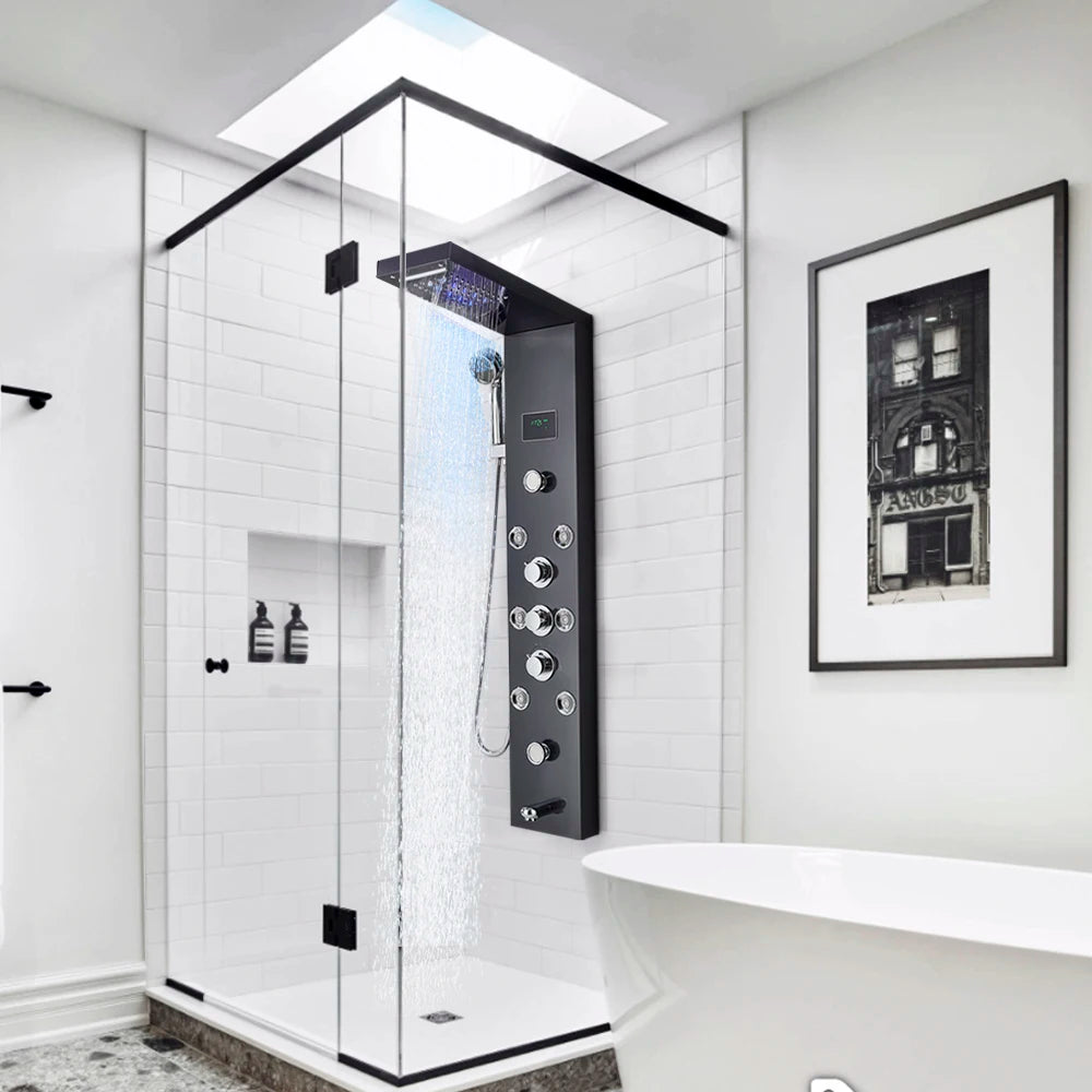 Led Light Shower Panel Waterfall Rain Digital Display