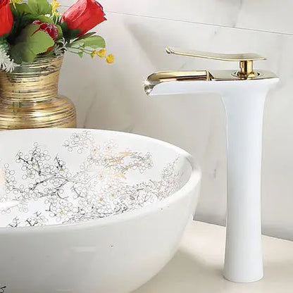 Basin Faucet Gold Waterfall Faucet Brass Bathroom Faucet
