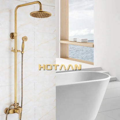 Wall Mounted Mixer Valve Rainfall Antique Brass Shower