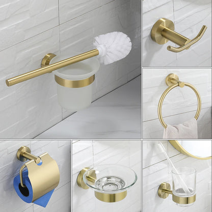 Bathroom Hardware Brushed Gold Toilet Brush Holder Robe