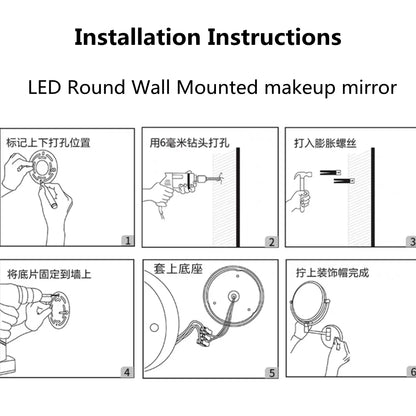 Silver Brass Dual Side Led Light Bathroom Mirror