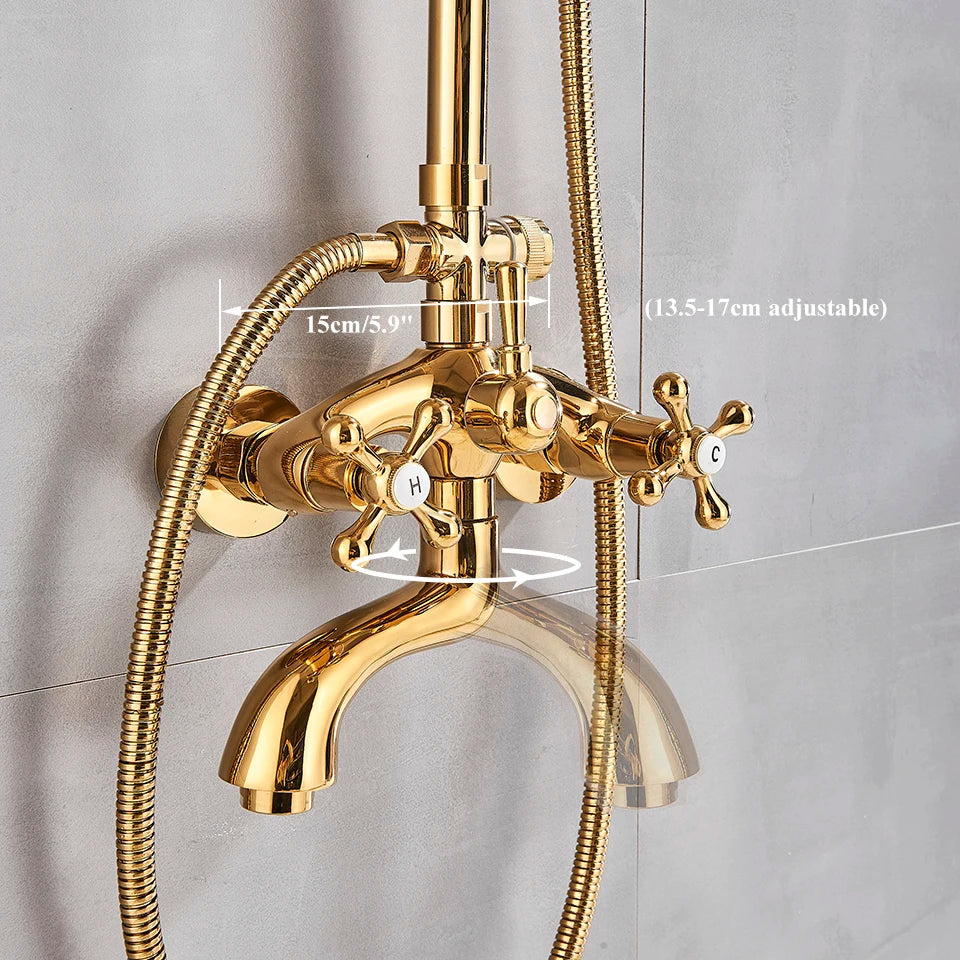 Gold Shower Faucet Bath Shower Mixer Tap Rainfall