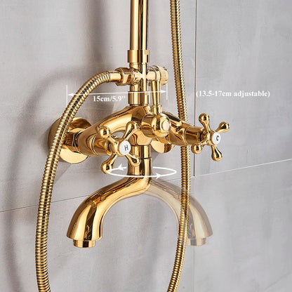 Gold Shower Faucet Bath Shower Mixer Tap Rainfall