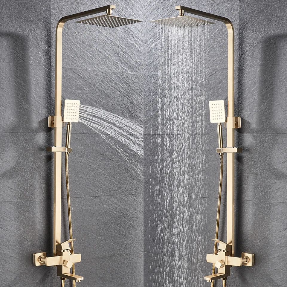 Uythner Bathroom Chrome/Black Shower Faucet Rotate Tub Spout