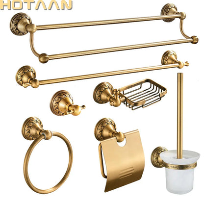 Antique Brass Aluminium Bathroom Robe Hook Paper Holder