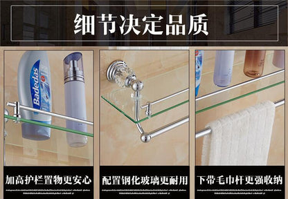 Brass Shower Shelf Toilet Paper Holder Silver Crystal