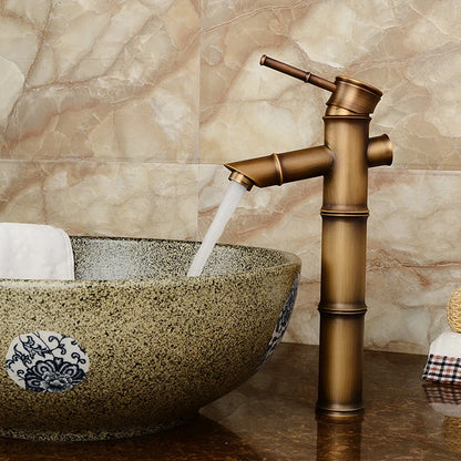 Bathroom Basin Faucet Antique Brass Bamboo Shape Faucet