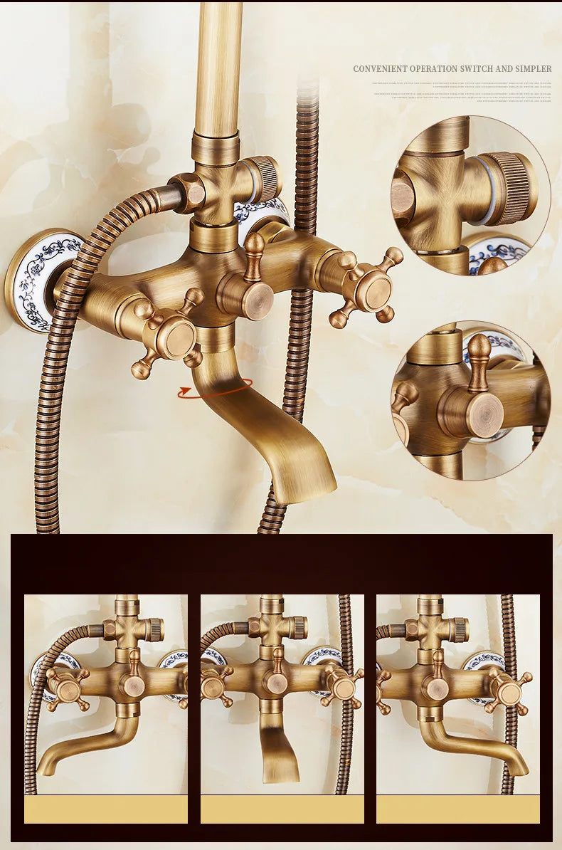 Zgrk Antique Rain Shower Faucets Hand Wall Mounted