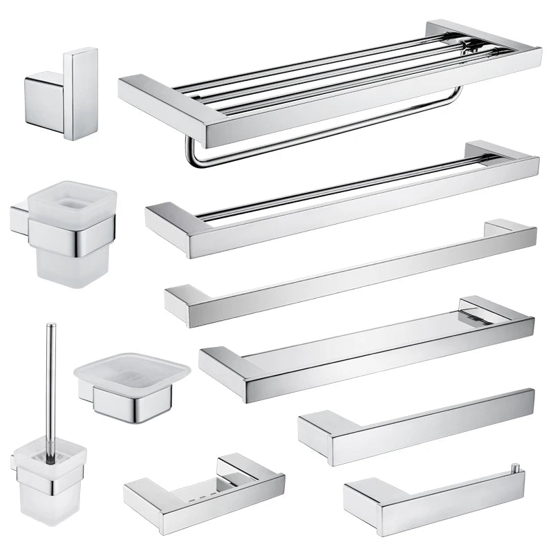 Stainless Steel Bathroom Wall Shelf Towel Bar Rack