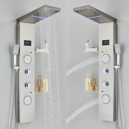 Led Light Shower Panel Waterfall Rain Digital Display