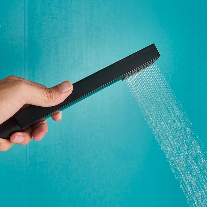 Rozin Matte Black Thermostatic Shower Faucet Wall Mount