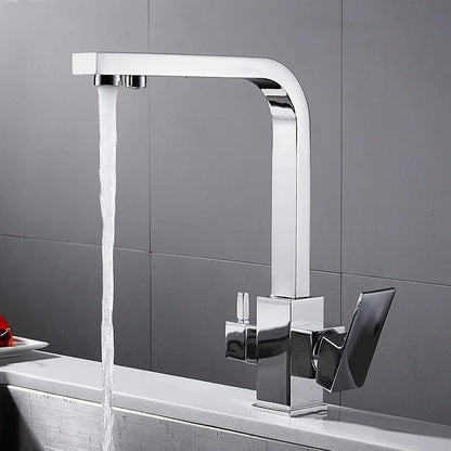 Contemporary Brass Matte Black Square 3-Way Purified Sink