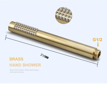 Brass Round Handheld Shower Head Brushed Gold Finish