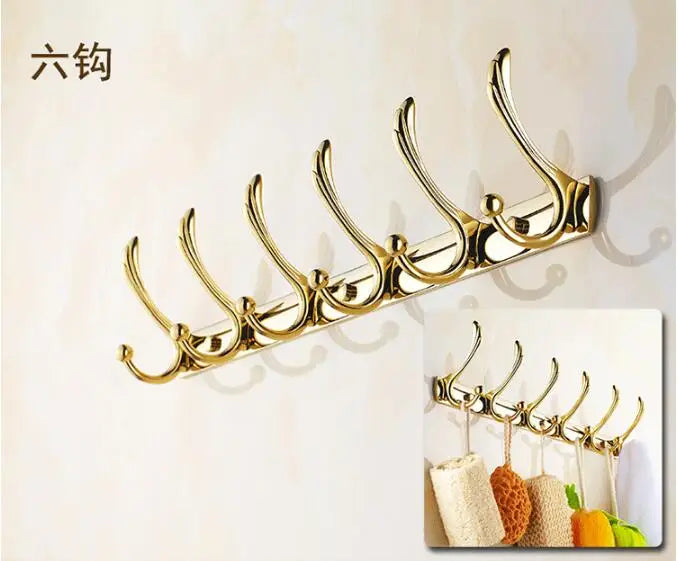 Wall Mounted Gold/Chrome/Rose Gold Clothes Hat Hook Row