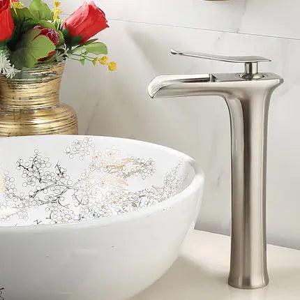 Basin Faucet Gold Waterfall Faucet Brass Bathroom Faucet