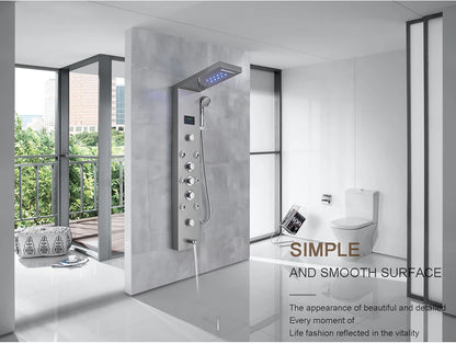 Golden Black Shower Panel Wall Rain Waterfall Shower