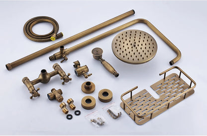 Rozin Brass Antique Bathroom Shower Faucet Wall Mount