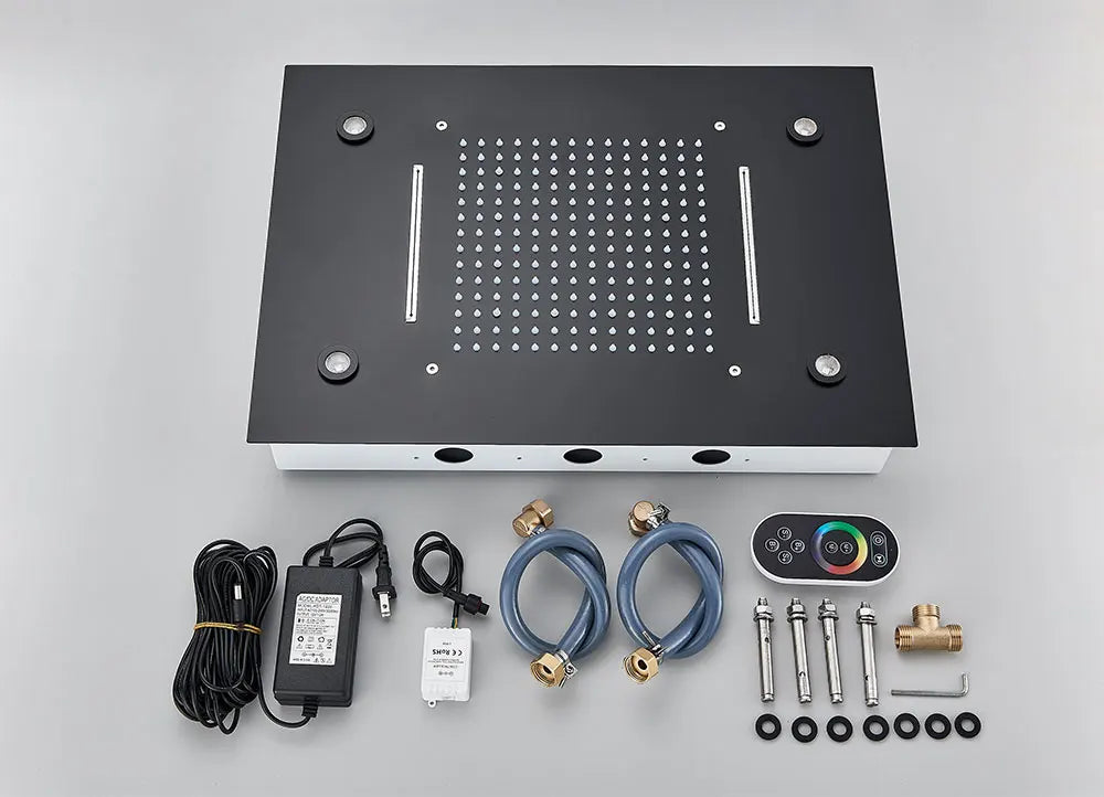 Black Embedded Ceiling Shower Head Intelligent Remote Control