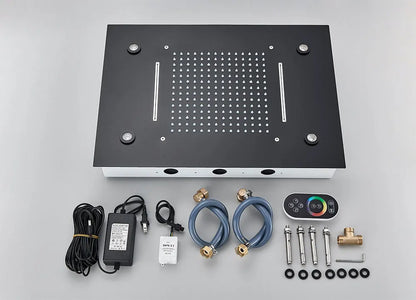 Black Embedded Ceiling Shower Head Intelligent Remote Control