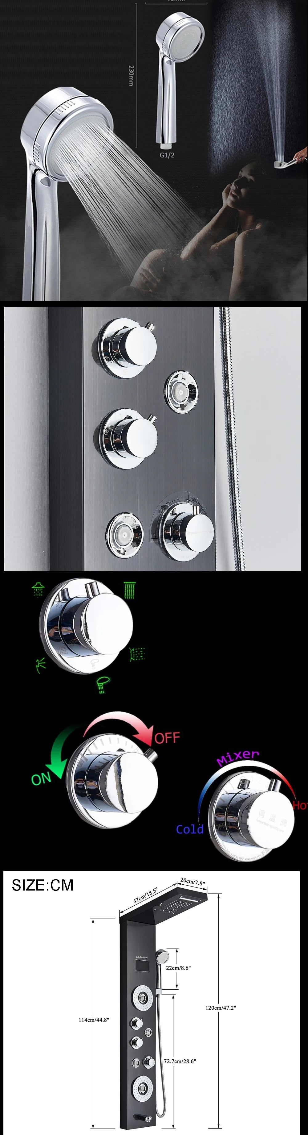 Led Light Shower Panel Waterfall Rain Digital Display