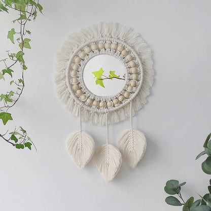 Boho Decorative Mirrors Macrame Round Mirror Aesthetic Room