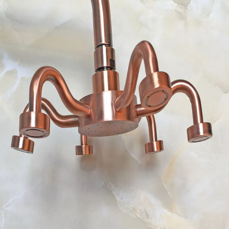 Antique Red Copper Brass Bathroom Rain Shower Head