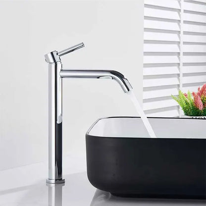 Tall Basin Sink Faucet Slim Black Chrome Bathroom