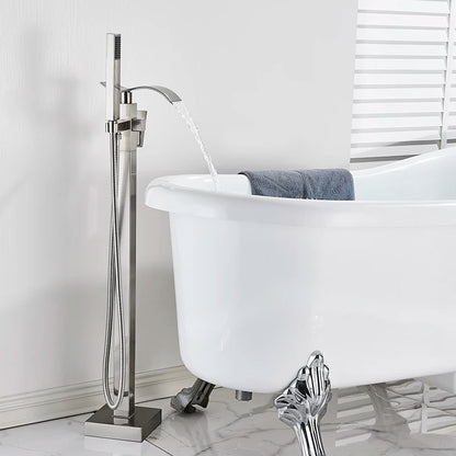Shbshaimy Golden Floor Bathroom Bathtub Faucet Handshower Cold
