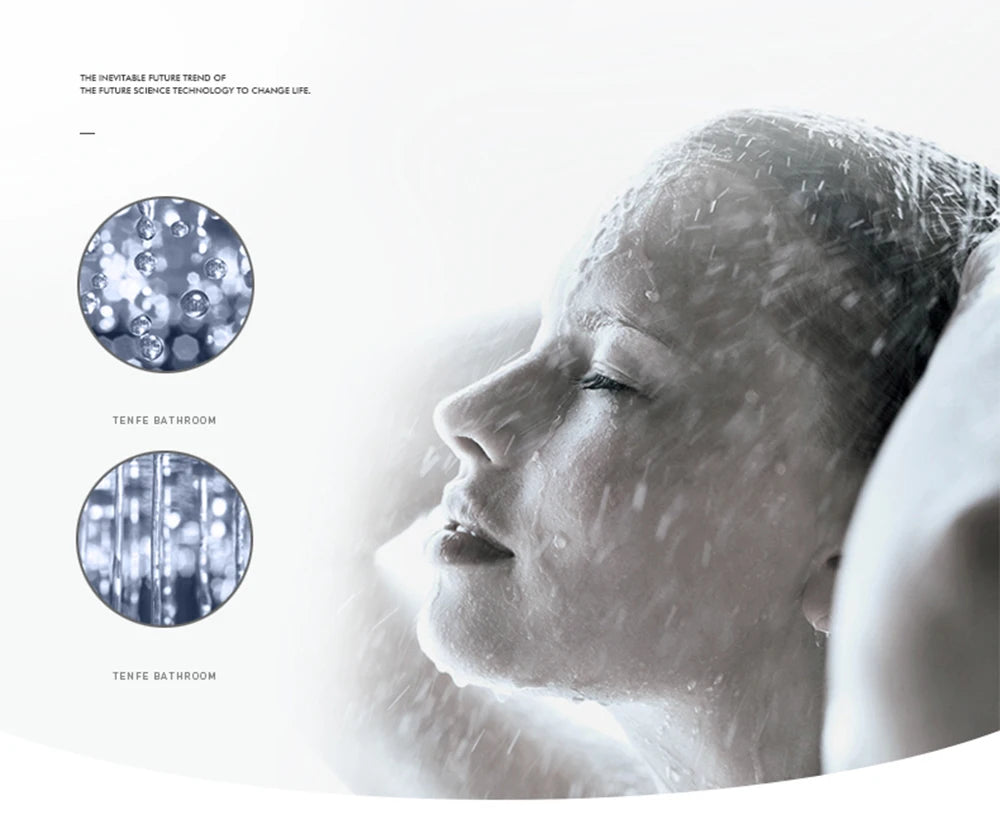 Black Led Thermostatic Bathroom Shower Faucet Rain Waterfall