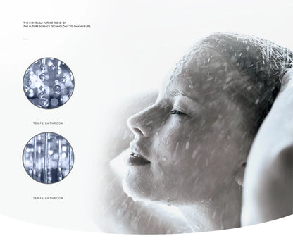 Black Led Thermostatic Bathroom Shower Faucet Rain Waterfall