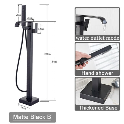 Shbshaimy Golden Floor Bathroom Bathtub Faucet Handshower Cold