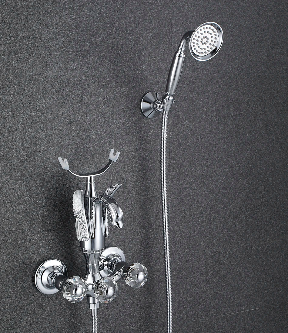 Luxury Golden Bathroom Swan Bathtub Faucet Wall Mounted