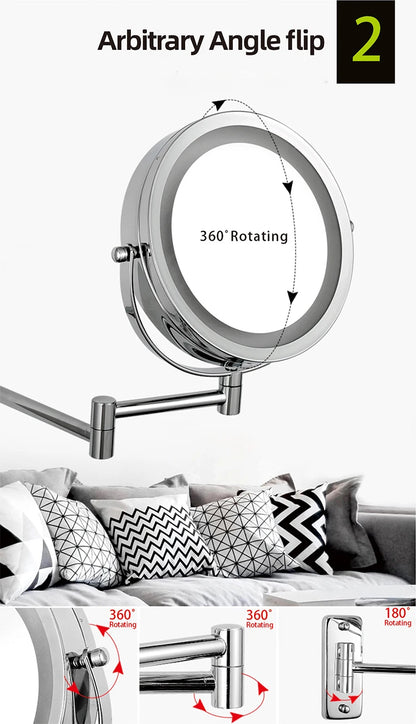 Folding Arm Extend Bathroom Mirror Led Light Inch