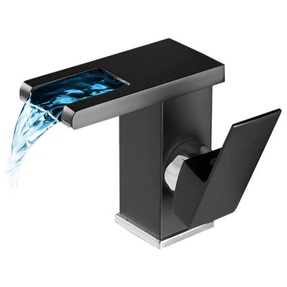 Bathroom Hydropower Led Waterfall Faucet Sink Basin Mixer